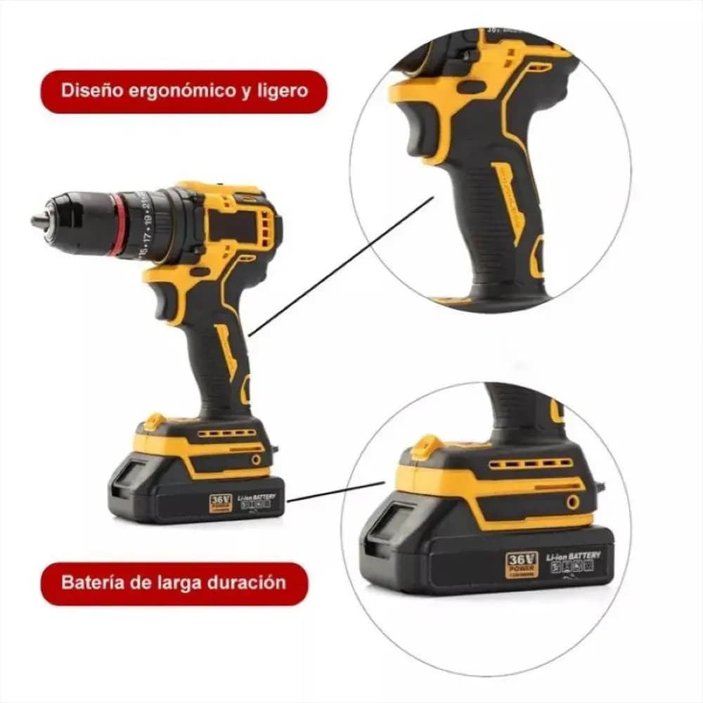 36V Cordless Drill Kit with 2 Rechargeable Batteries – Power, Precision & Full Versatility for Every Task