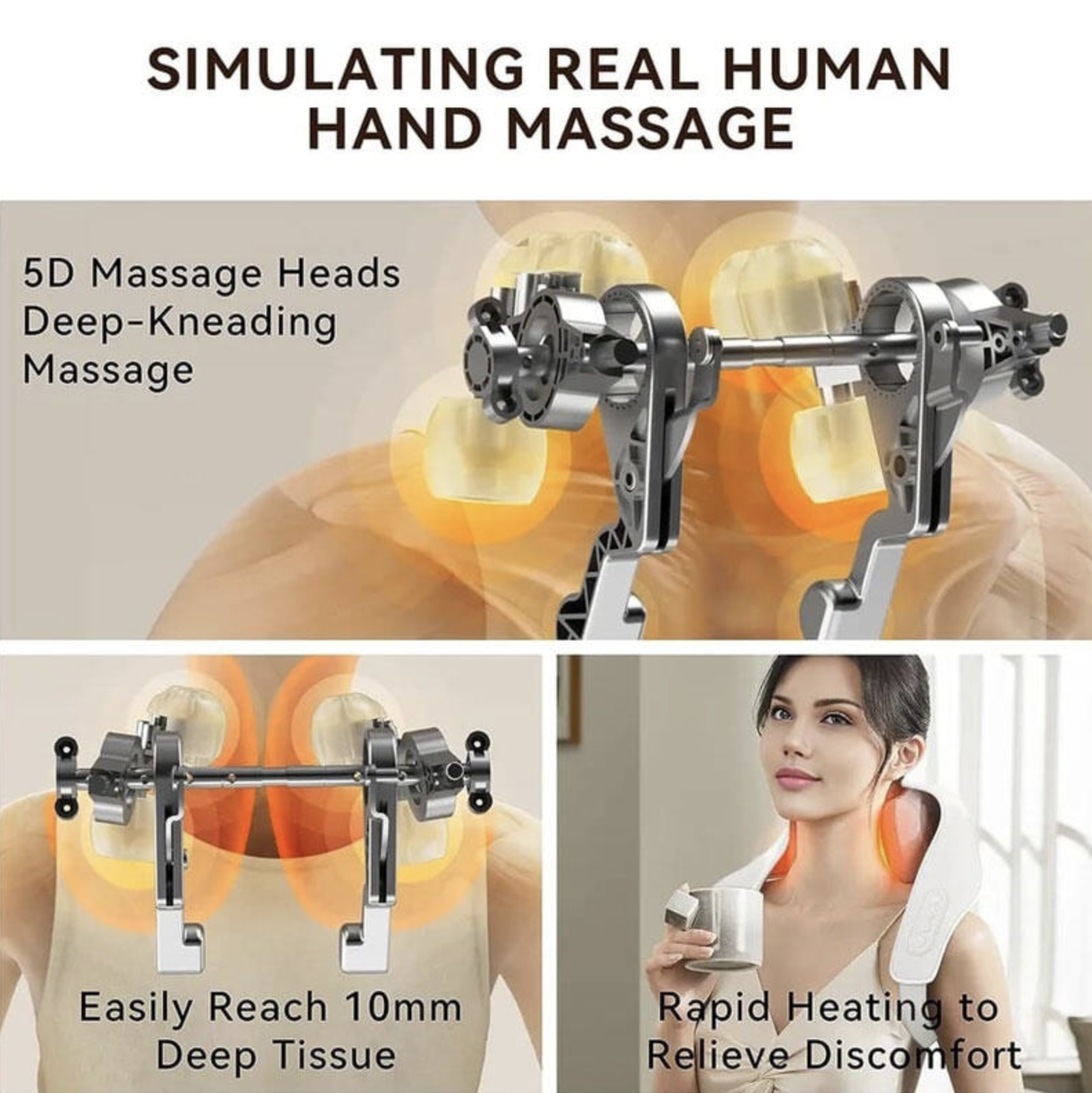 Electric Neck &amp; Back Massager with Heat Deep Tissue